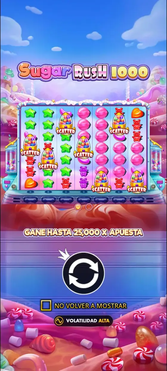 Sugar Rush 1000 en un teléfono en modo vertical