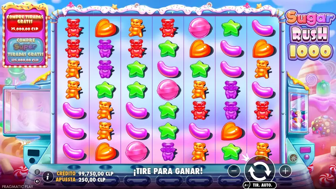 Un giro de Sugar Rush 1000 en la demo